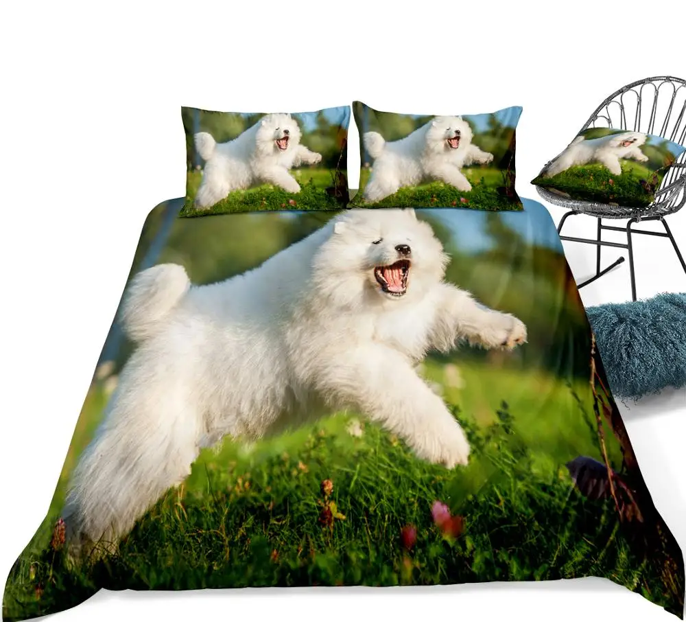 Набор пододеяльников с объемным рисунком самоедов для прыжков самоед на траве