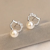 fashion student ear jewelry korean version hellokitty pearl earrings