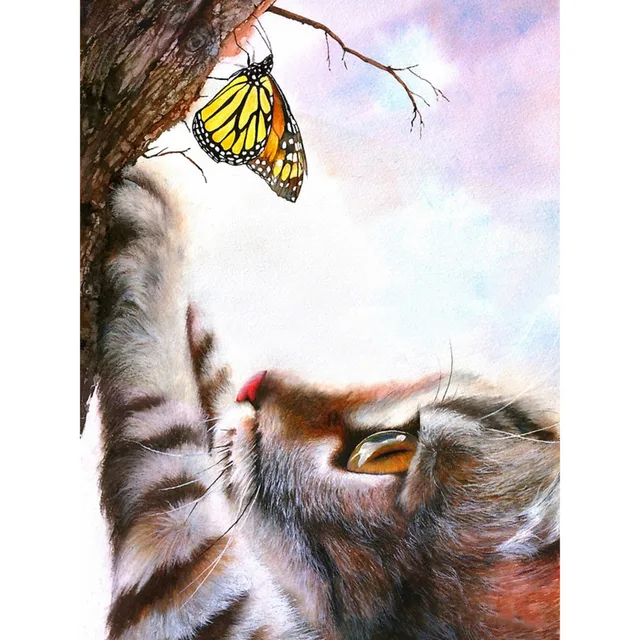 Рисунок кота с бабочкой на носу