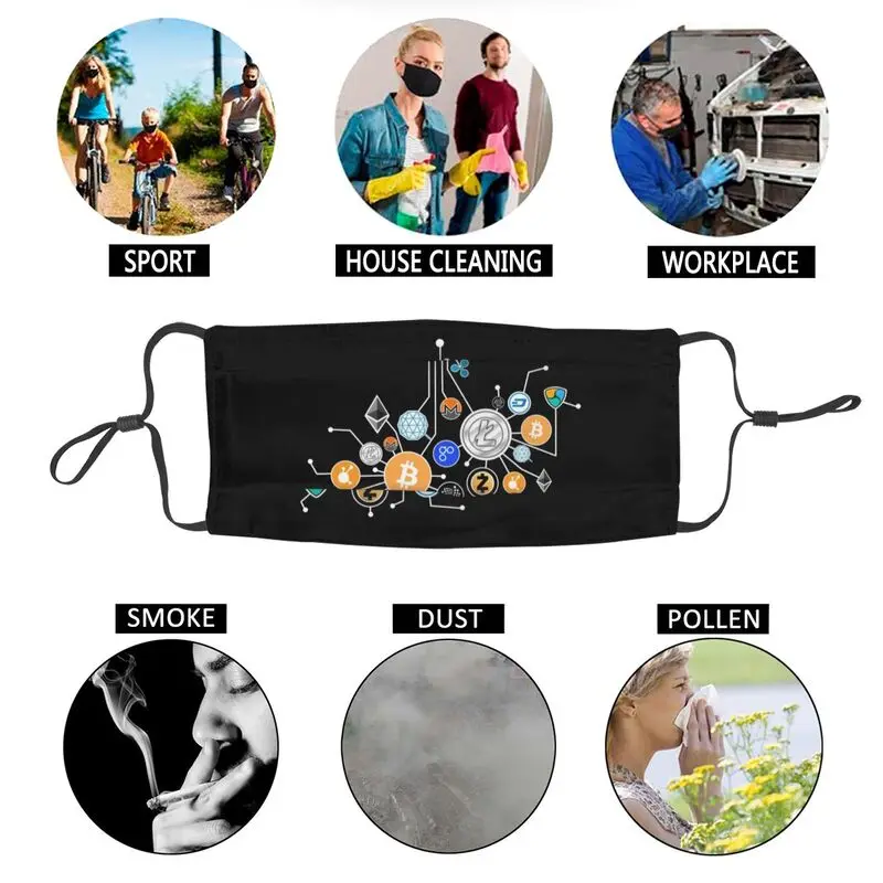 Маска для лица мужчин и женщин многоразовый респиратор криптовалюты биткоина