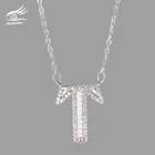 Натуральная 925 стерлингового серебра новые модные блестящие кубического циркония с украшением в виде кристаллов Камень 26 букв алфавита ожерелья с подвесками женские сапожки; Женские женщины