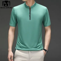 high quality solid color zipper polo shirts men cotton summer short sleeve casual tee shirt homme slim fit camisa polos t1041