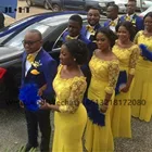 Женское желтое шифоновое платье с юбкой-годе и рукавом 2021