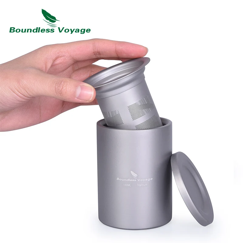 Boundless Voyage 180 мл титановая чайная чашка Сверхлегкая походная двухслойная кофейная