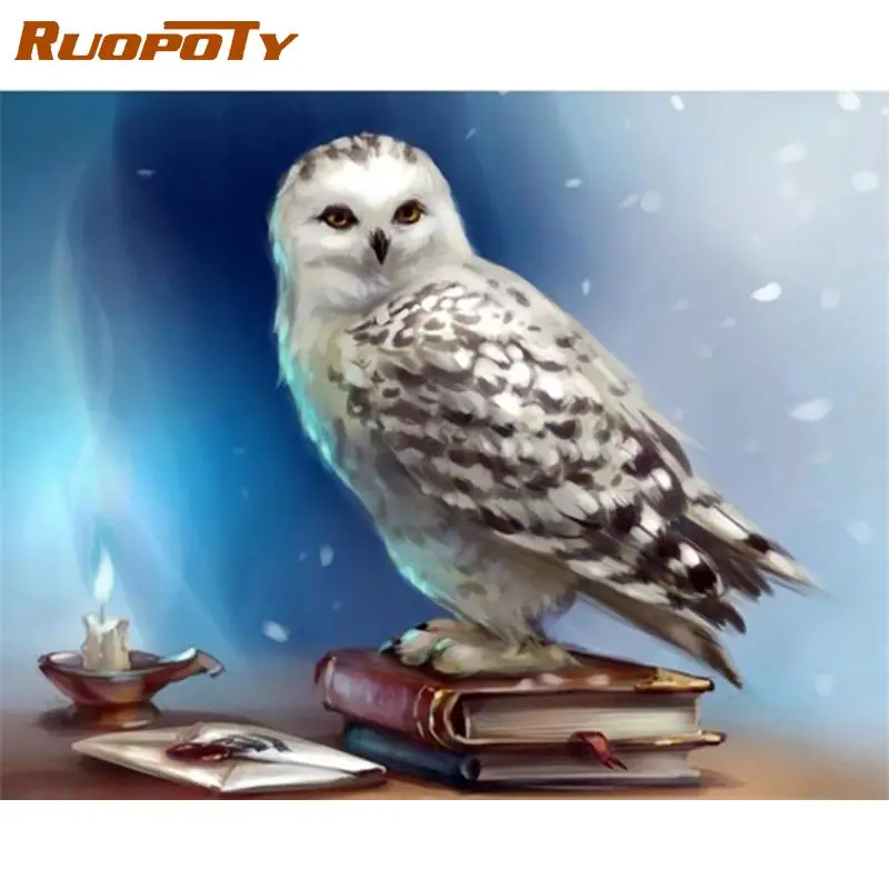 

RUOPOTY Full Drill Diamond Painting 5D Owl DIY Diamond Art Embroidery Animal New Arrival Mosaic Home Decor Sale