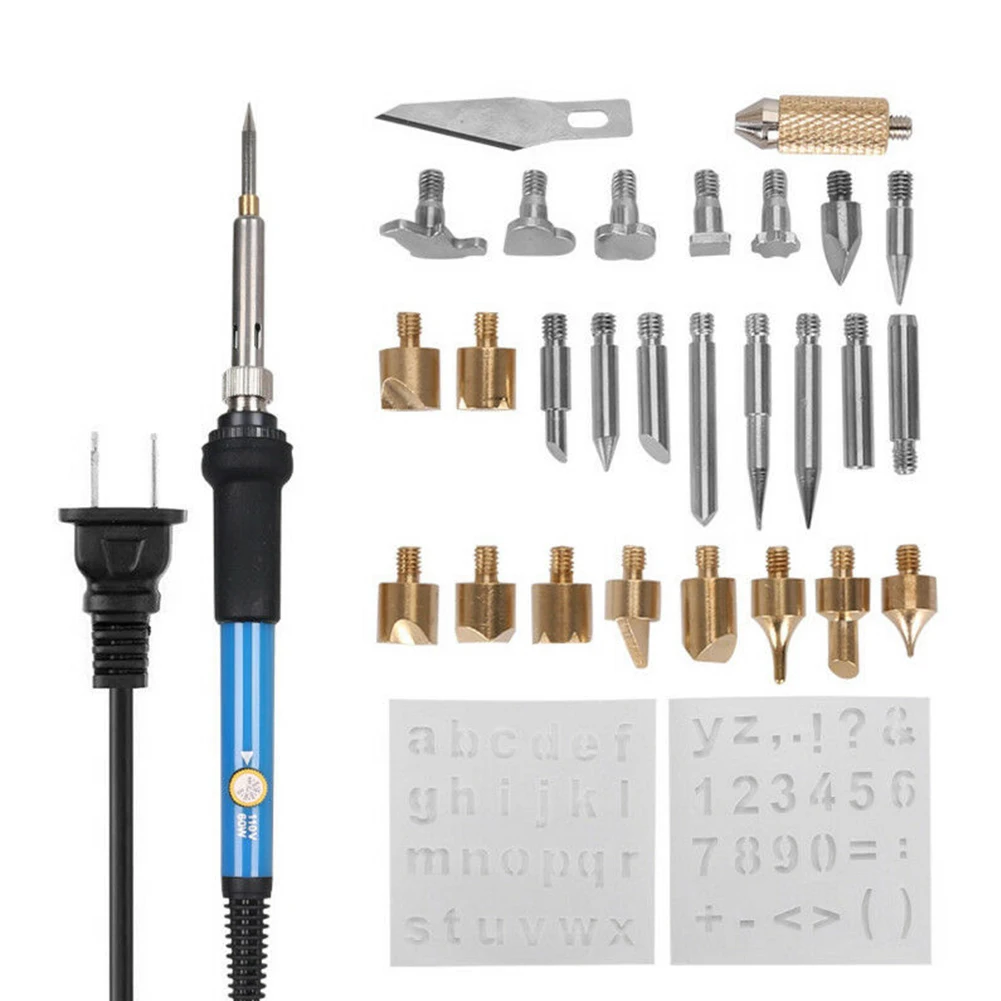 

28pcs Welding Kit Carving Multipurpose Crafts DIY Tools Pyrography Stencil Blade Tips Wood Burning Pen Soldering Iron Easy Use