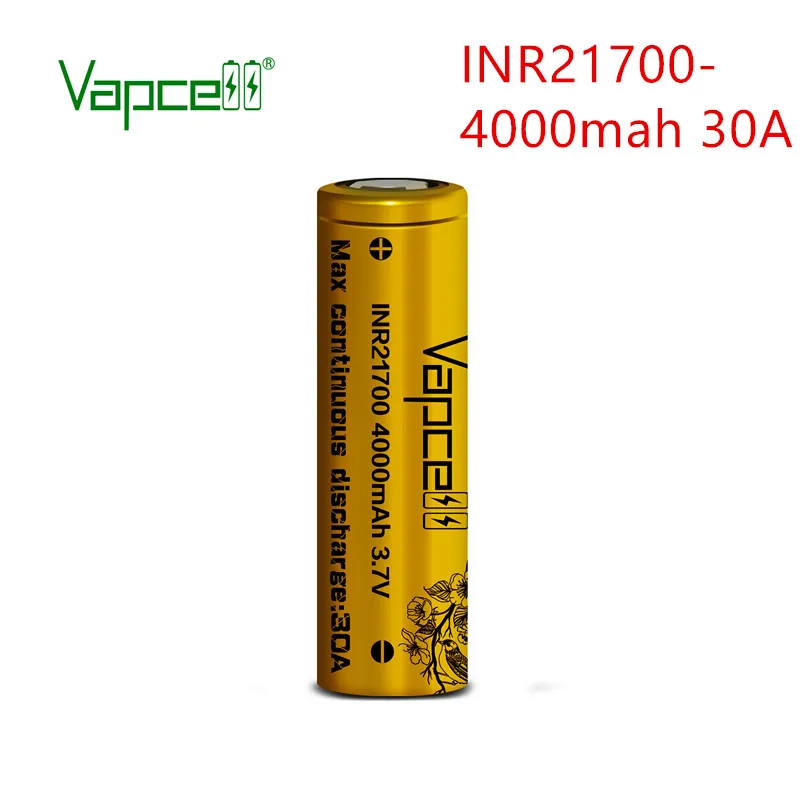 Оригинальный аккумулятор Vapcell 21700 4000 мАч 30A 3 7 В литиевые аккумуляторы большой
