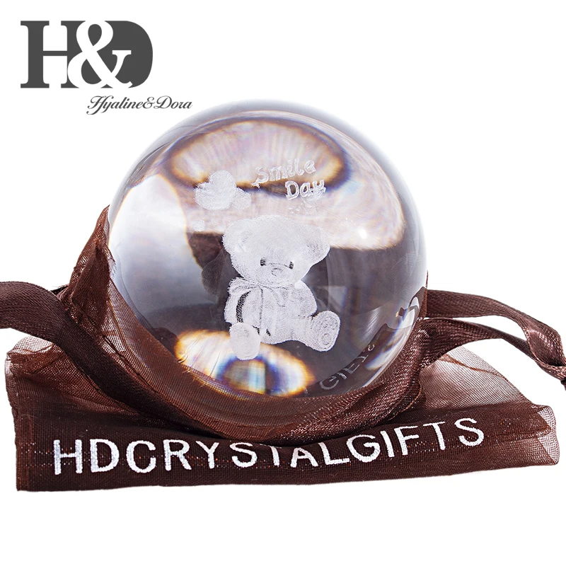 H &amp D 60 мм 3D лазерная гравировка Кристальный Медвежонок шар стеклянный лечебный