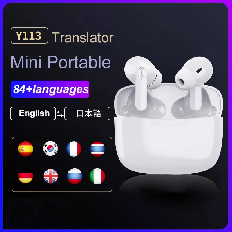 

Translation Headphones 80 Languages instant Translate Smart Voice Translator Wireless Bluetooth Translator Earphone Connect APP