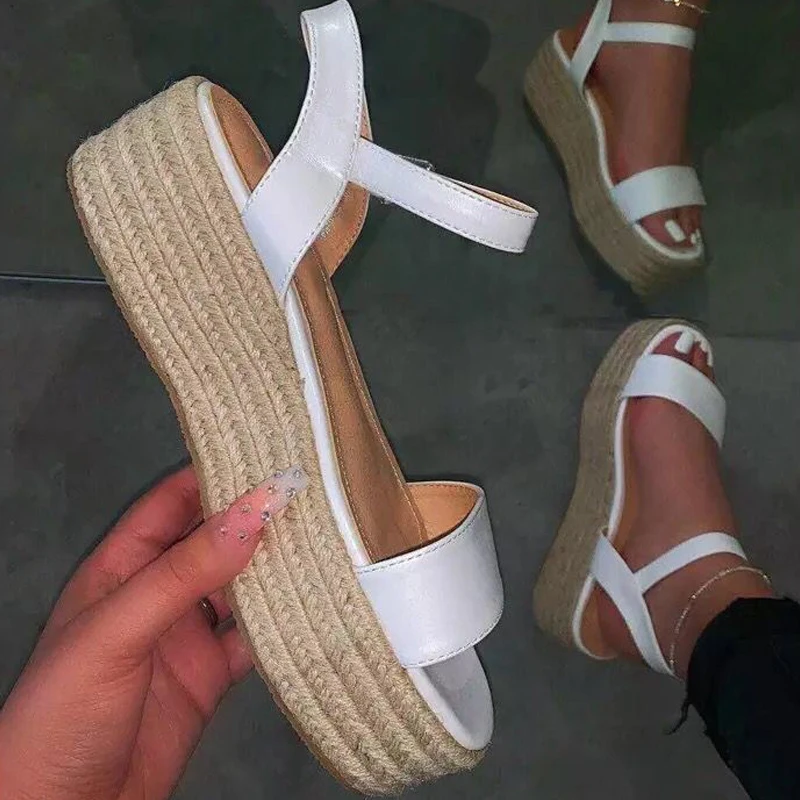 

Women's sandals Summer Shoes White thick Bottom Sequins sandals Women Shoes 2020 Simple Casual Sandals Shoes