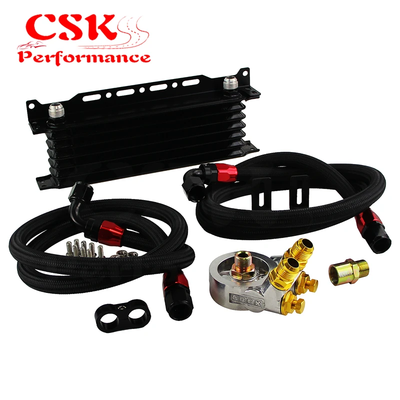 7 ряд машинное гоночный доверия масляный радиатор w/термостат фильтр адаптер