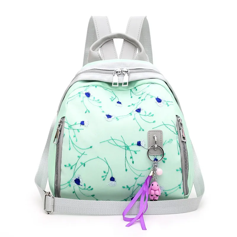 Мини-рюкзак с цветочной вышивкой, водонепроницаемый дорожный нейлоновый школьный ранец, нейлоновые сумки на плечо для девочек от AliExpress WW