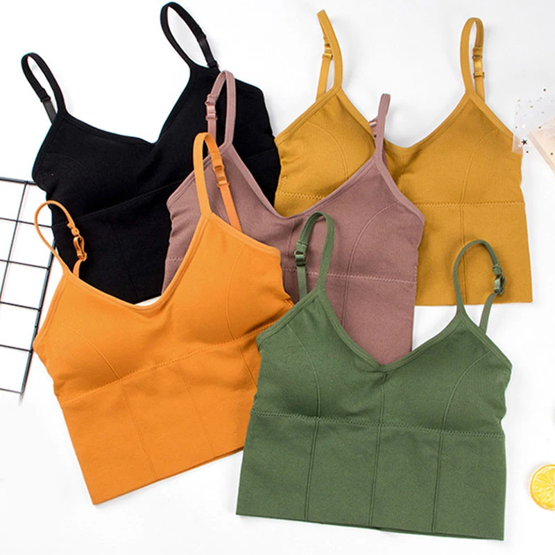 

Push Up Wireless Bra Seamless Female Underwear Tank Top Ladies Bralette Removable Padded Lingerie Plus Size Crop Tops