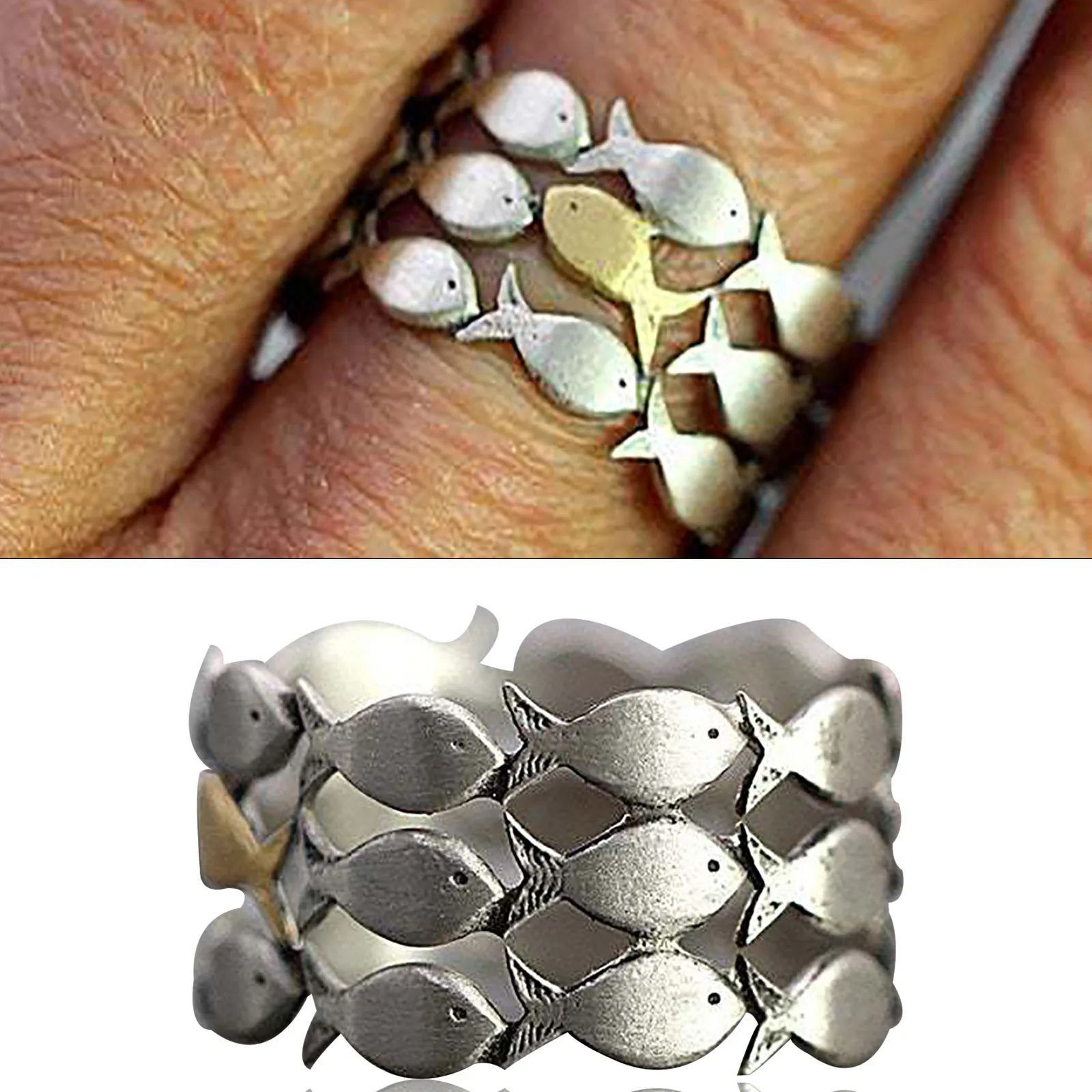 Винтажные кольца креативные золотые рыбки плавать U pstream на кольце для выделения