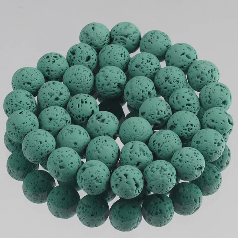 

Natural Lava Hematite Stone Bead Green Volcanic Rock Rubber Round Loose Spacer Beads For Jewelry Making DIY Bracelet 4 6 8 10mm