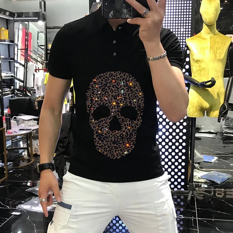 

Golf Polo Men's Summer Outdoor Short Sleeve Breathable Fabric Personalized Hot Diamond Customized T-Shirt Youth Tops