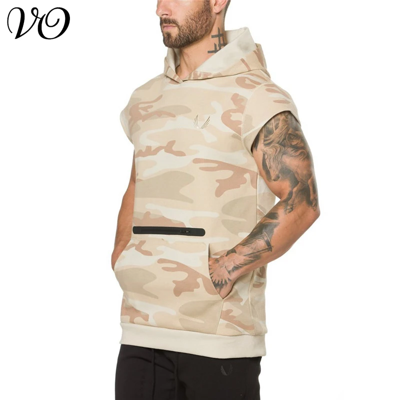 

Streetwear new casual men's vest jogger brand fashion pullover sleeveless hoodie men's top fitness exercise sportswear
