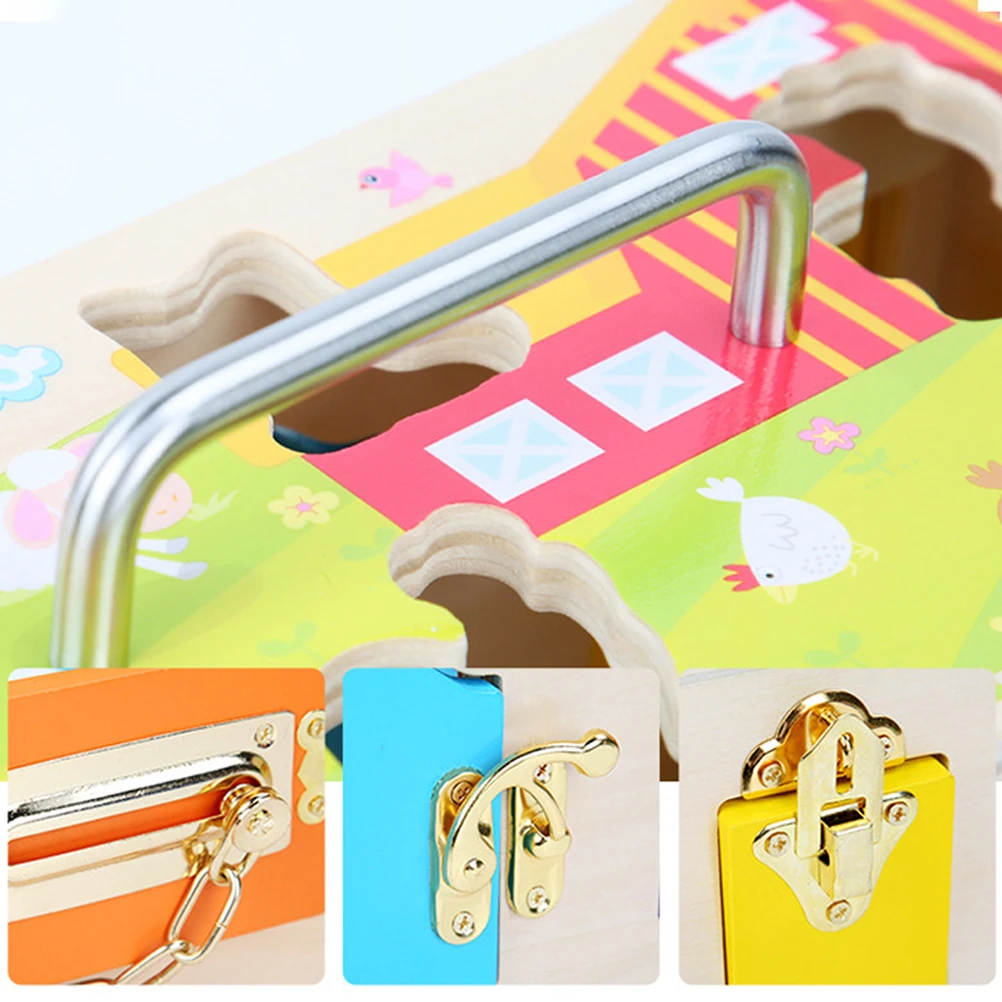 Разноцветная коробка Монтессори с замком игра животными деревянный сарай