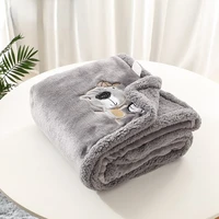 home textile baby blanket double layer thickened flannel lamb wool breathable and warm coral velvet embroidered blanket