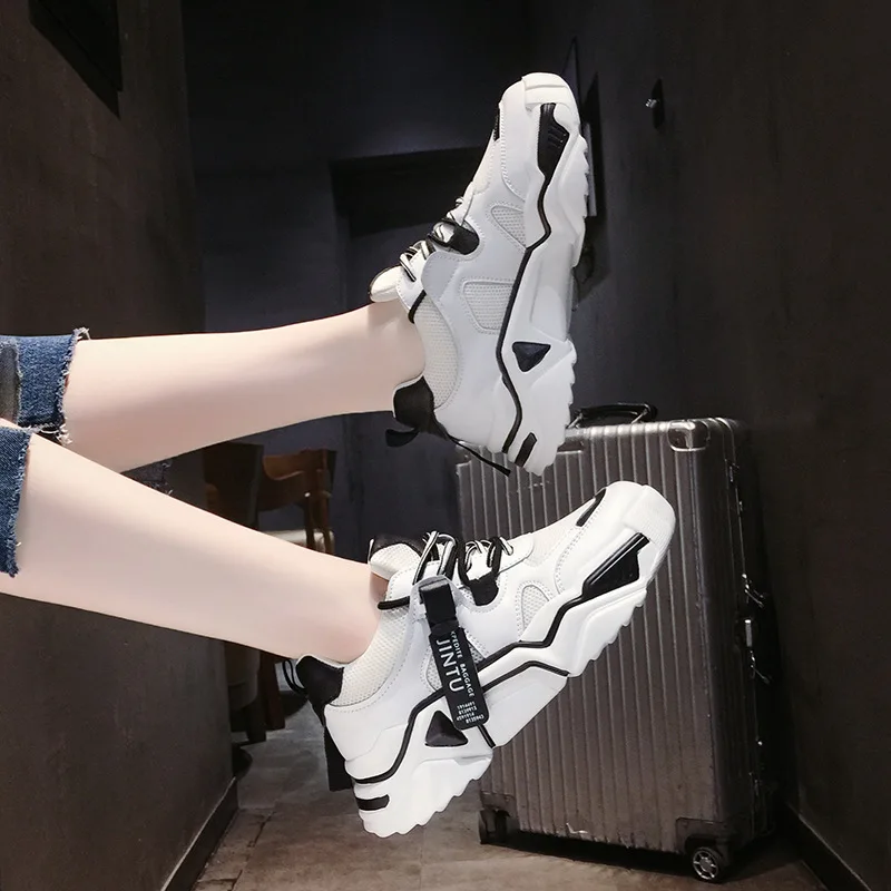 Кроссовки женские массивные Вулканизированная подошва сетчатые на платформе