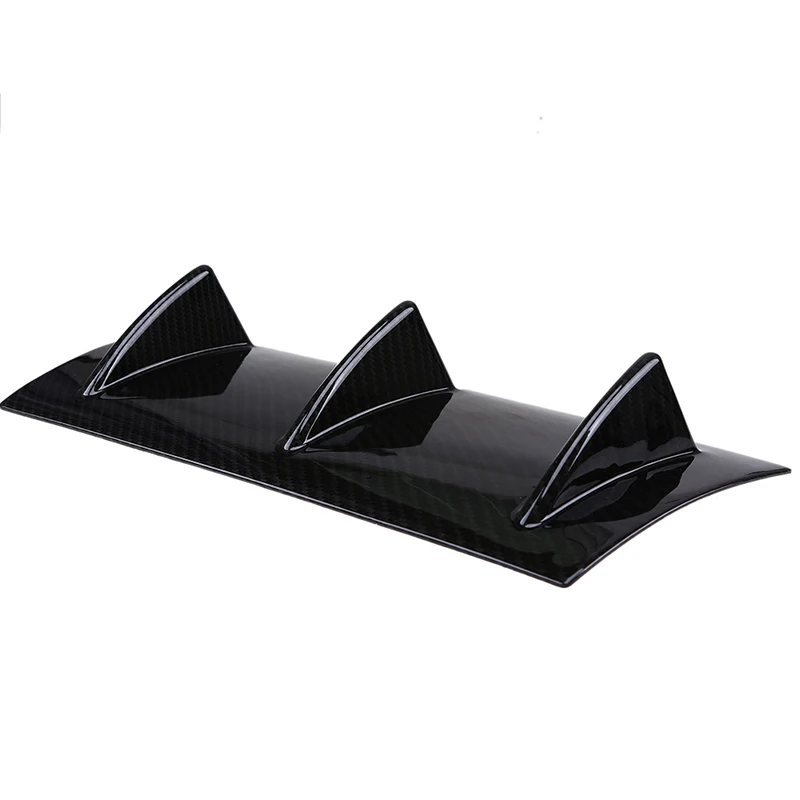 POSSBAY Universal Auto Rear Bumper Lip Diffuser 3 Fin Matte Black Carbon Fiber ABS Car Shark Style Bumpers | Автомобили и