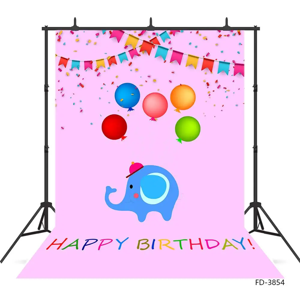 Слон овсянка с флагами шарами розовый фон для фотосъемки Виниловый изображением