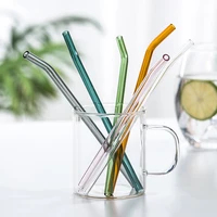 reusable glass drinking straws transparent sturdy bent straight drinks straw kawaii colourful milk tea juice bar tools 1pcs