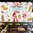 Белая деревянная доска для барбекю и индейки на заказ, настенная 3D Бумага для фаст-фуда, ресторана, кебаба, бара, настенная 3D Бумага