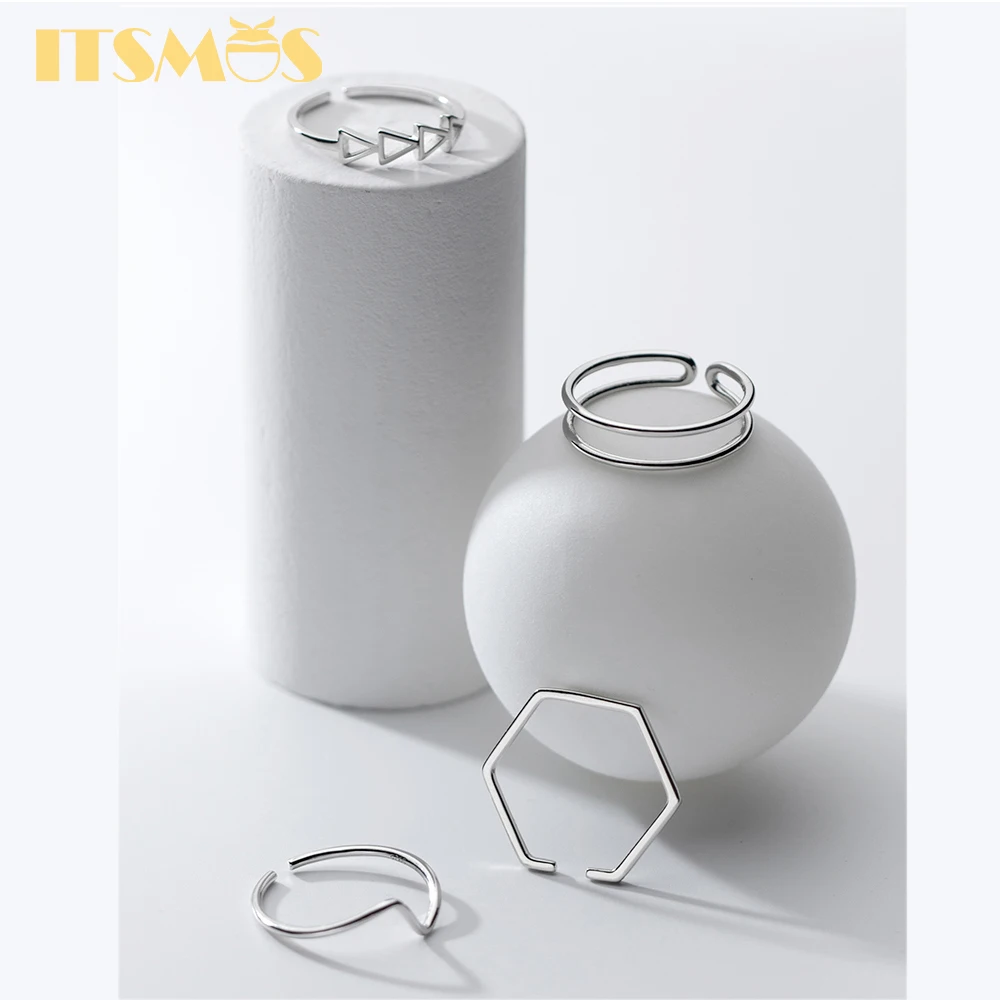 

ITSMOS Silver 925 Jewelry Wedding Bands Cute Thumb Band Rings Set Classic Geometric rings for Women Engagement Wave Ring