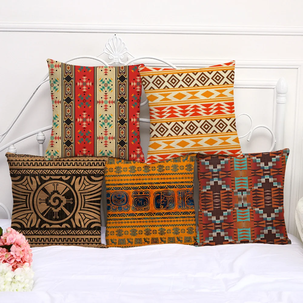 Бросить Наволочки в богемном стиле ацтеков чехол для подушки с геометрическим