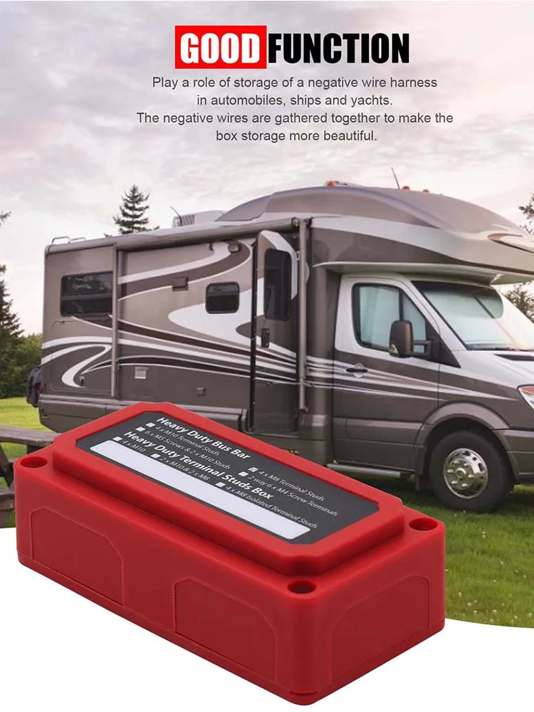 

300A 48V New Red Bus Bar Durabe Detachable M8 Box High Current Red Shell Busbar Case Barrier-free Wiring Supplies Drop Shipping