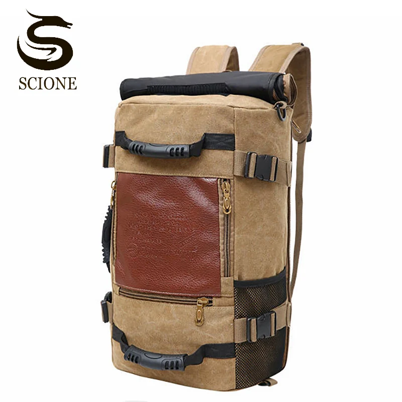 Мужской женский мужской водонепроницаемый холщовый рюкзак Большая