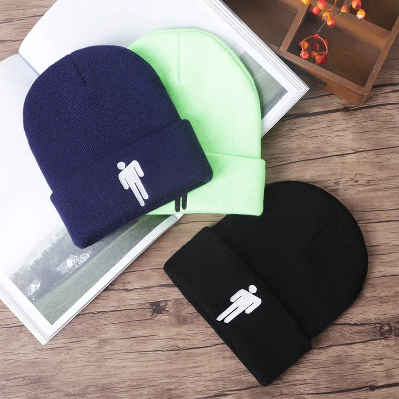 Новая мода Billie Eilish Beanie шляпа вышивка gorro для женщин и мужчин толстые вязаные