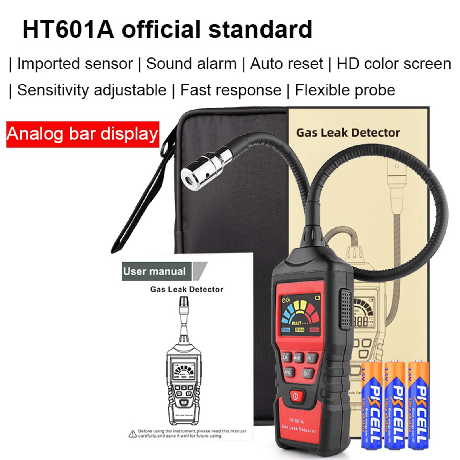 

Gas Detector 9999 PPM 20% LEL Gas Leak Detector Multifunction Combustable Flammable Alcohol Gas Air Quality Tester Oxygen Meter