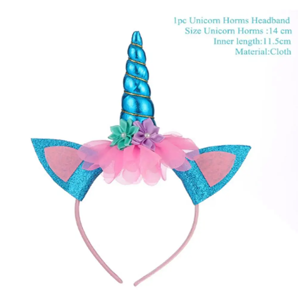 Blue Headband TAOUP 5 шт. одноразовые татуировки Единорог стикер с днем рождения Единорог Декор ребенок душ девушка Unicornio День Рождения Декор дети - Цвет: Blue Headband