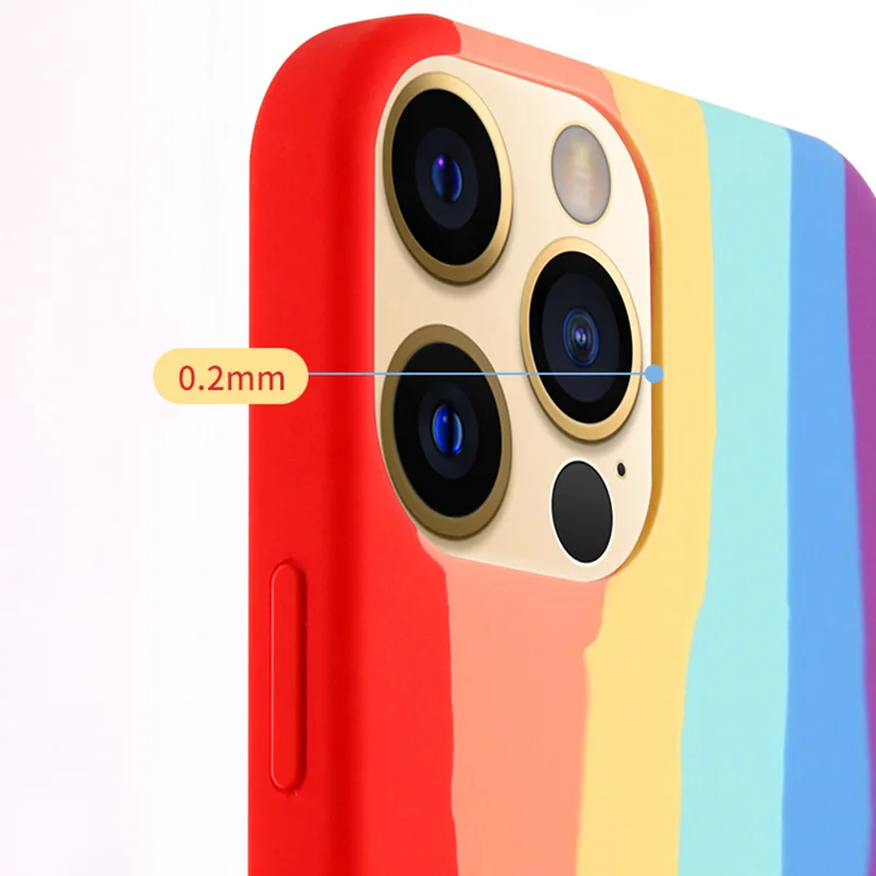 Жидкий силиконовый Радужный чехол для Apple iPhone 12 Mini 11 Pro Max X XR XS MAX 6 S 7 8 Plus SE2020 мягкий