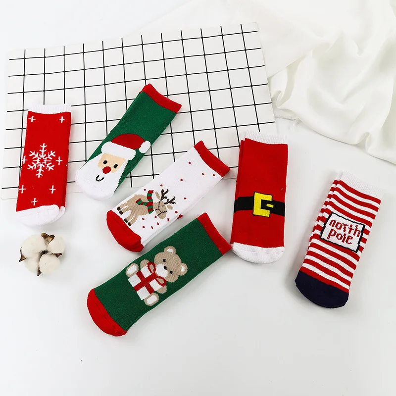Рождественские детские носки для маленьких девочек и мальчиков теплые хлопковые