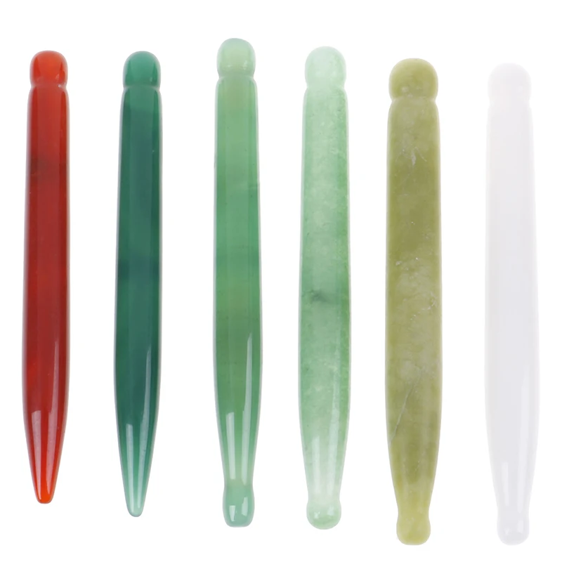 

6 Colors Natural Jade Gua Sha Scraping Face Massage Wand for Acupuncture Therapy Stick Point Guasha Faical Massage Treatment 1pc