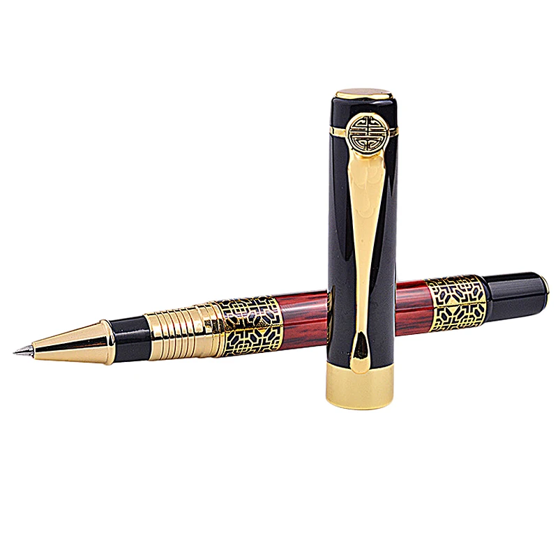Chinese Classical Roller Ball Pen Elegant Golden Metal Ballpoint for Office Business Signature School Student Gift |