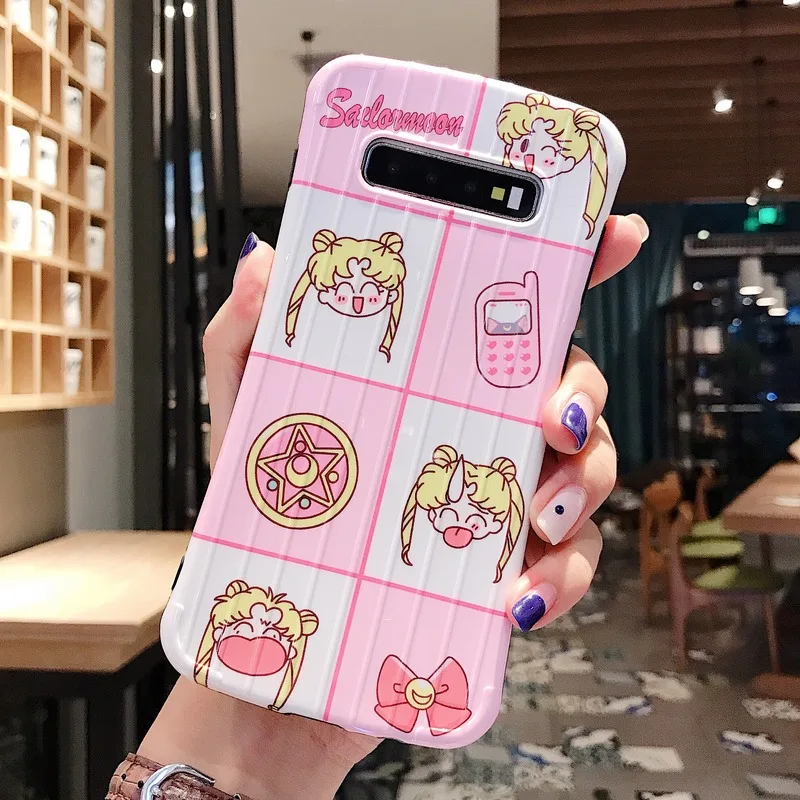 Противоударный чехол с рисунком Сейлор Мун для samsung Galaxy S10 Plus S8 S9 Модный 3D багажный