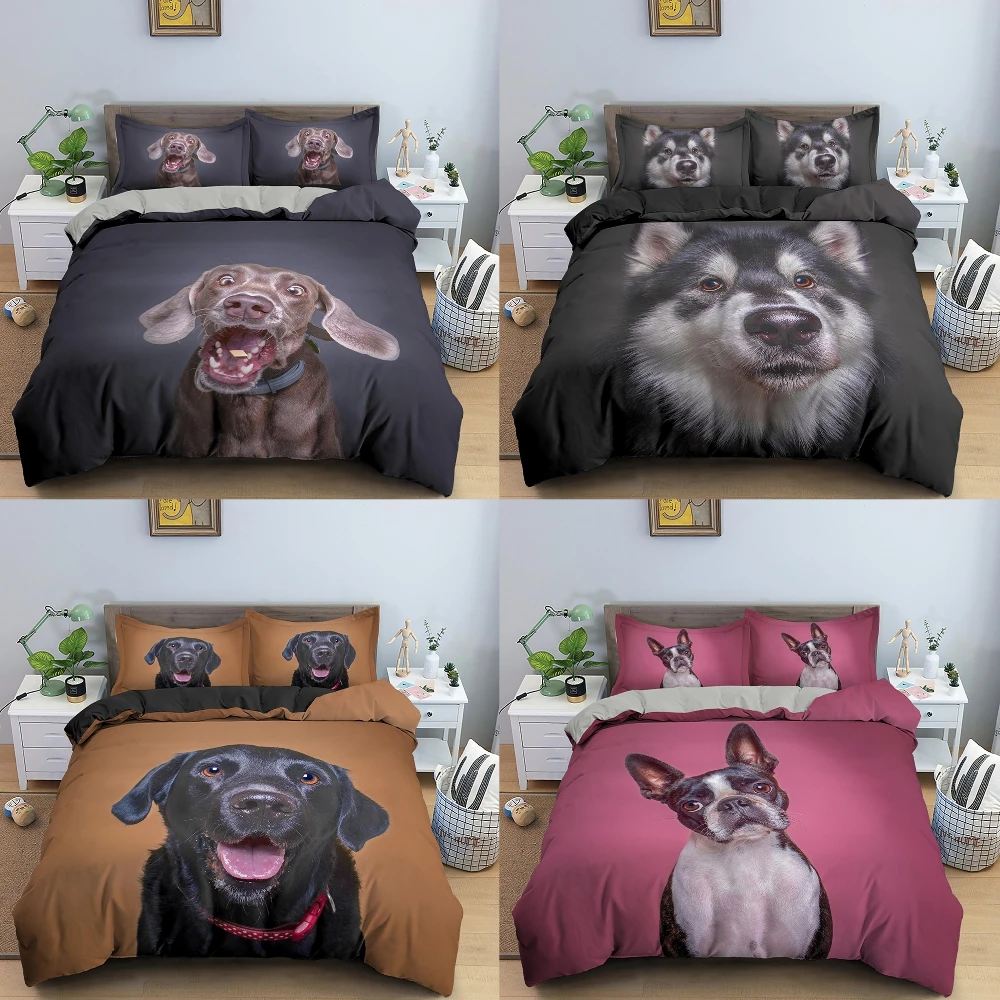 

3D Dog Printed Duvet Cover Set Pet Bedding Set for Adults Children Bed Cover Linens Single Double Twin Full Queen King Bed Linen