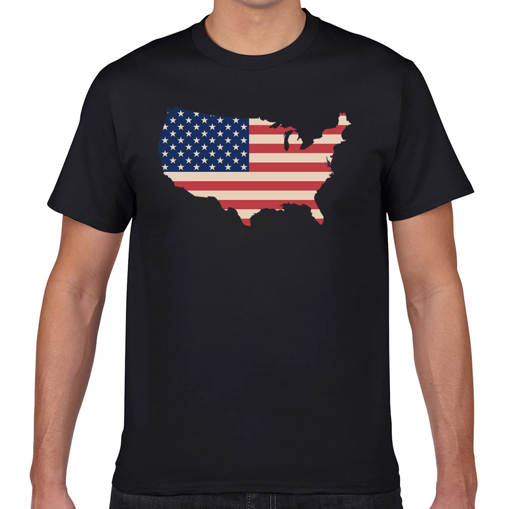 

Tops T Shirt Men map of america shaped out of american flag super Fashion White Geek Custom Male Tshirt fa006