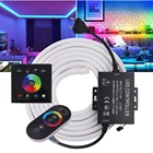 RGB неоновая лента 220 В с европейской вилкой, водонепроницаемая гибкая лента светодиодный ная неоновая лента для внутреннего и наружного освещения SMD 2835 5050 светодиодный Светодиодная лента