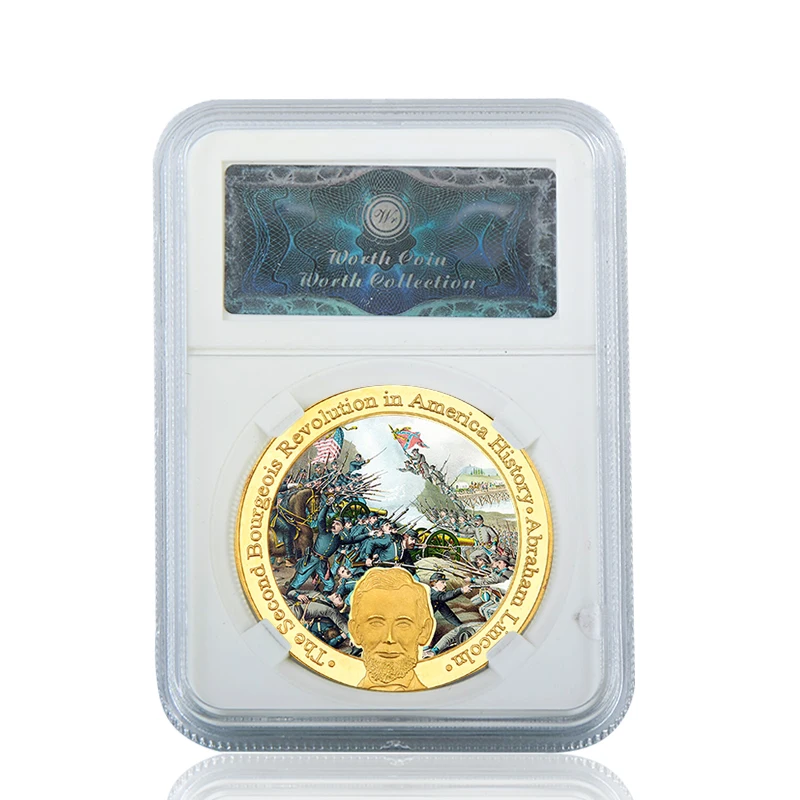 coin5 with case WR американская военная война Золотой коллекционный набор монет военный сувенир монетница армейский вызов монеты медаль подарок пункт дропшиппинг - Цвет: coin5 with case