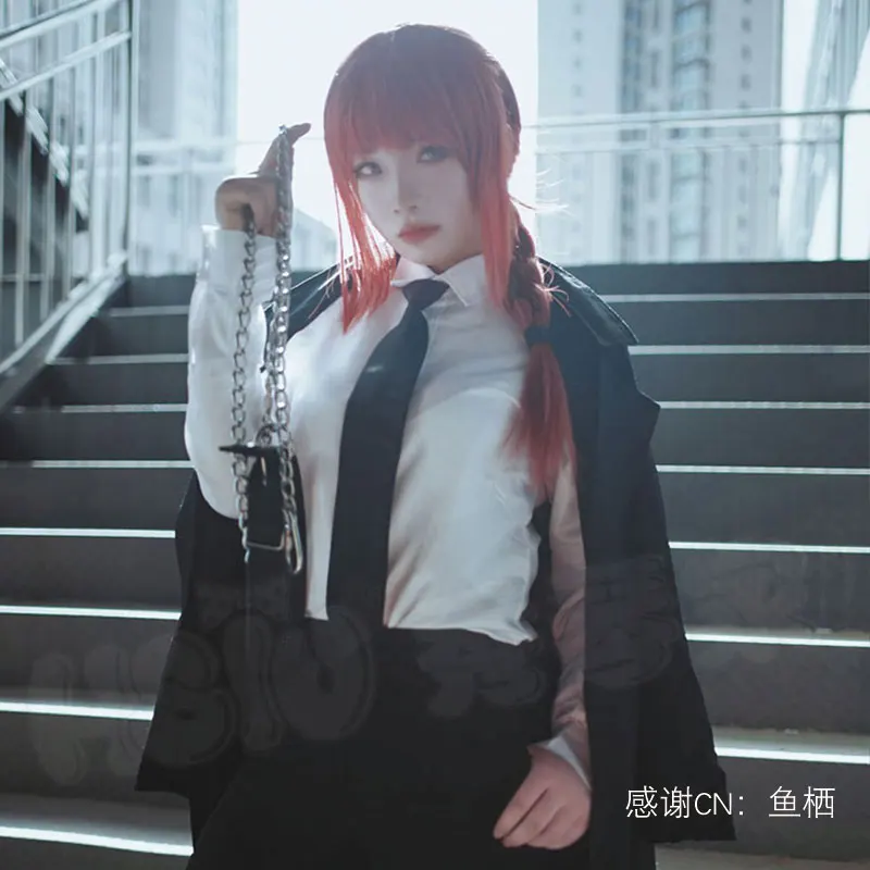 Makima одежда Аниме бензопила человек Косплей бренд HSIU полный наряд черный тренчкот