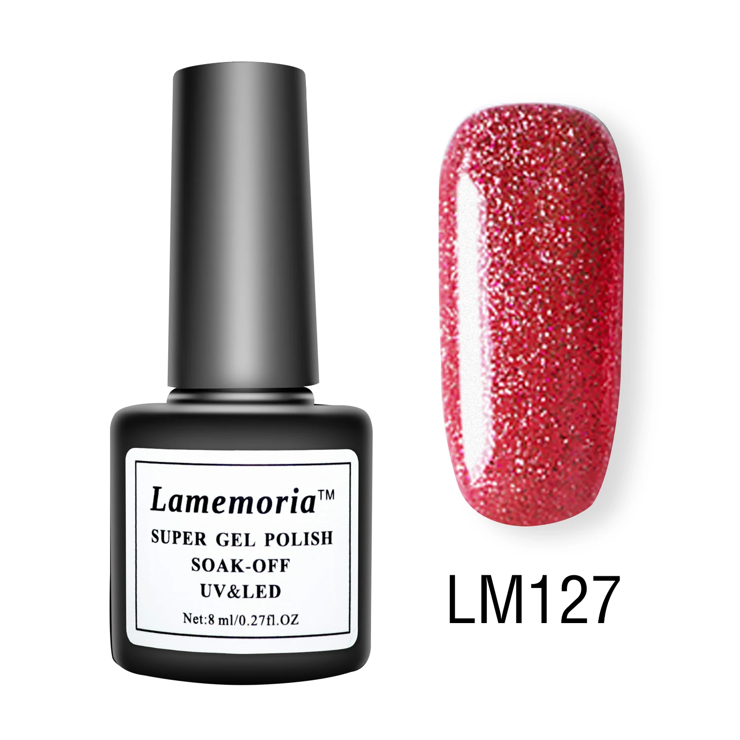 LM127 Lamemoria, 8 мл, синий блестящий Гель-лак для ногтей, гибрид, УФ Гель-лак, лаки для маникюра, основной дизайн, маникюр, Нейл-арт, топ, Nagellak - Цвет: LM127