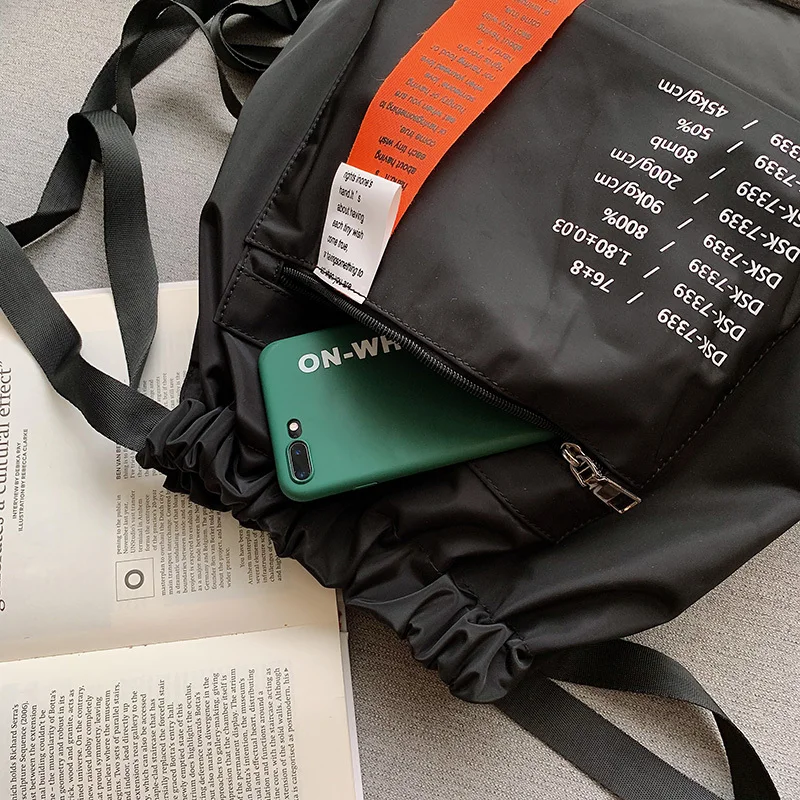 

Fashion Waterproof Oxford Travel Bags Women Panelled String Rucksack Letter Backpack Patchwork School Bags For Teenage Girls