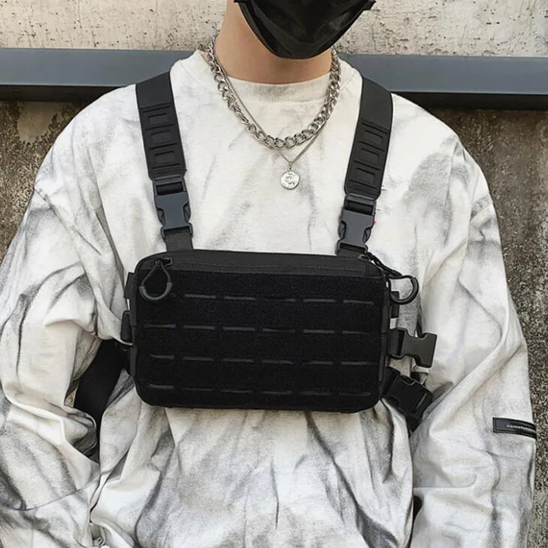 Уличная тактическая нагрудная сумка унисекс, жилет в стиле хип-хоп, поясной кошелек через плечо, функциональная нагрудная сумка из ткани Оксфорд