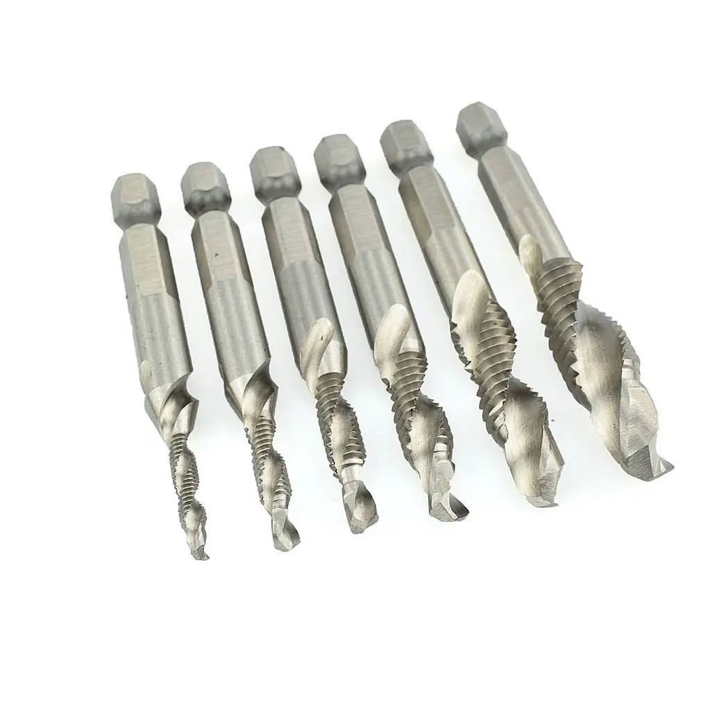 

NEW Hexagonal Shank Drilling Tapping Integrated Compound Tap Drill Woodworking Tool Titanium Coated HSS Drill Bit