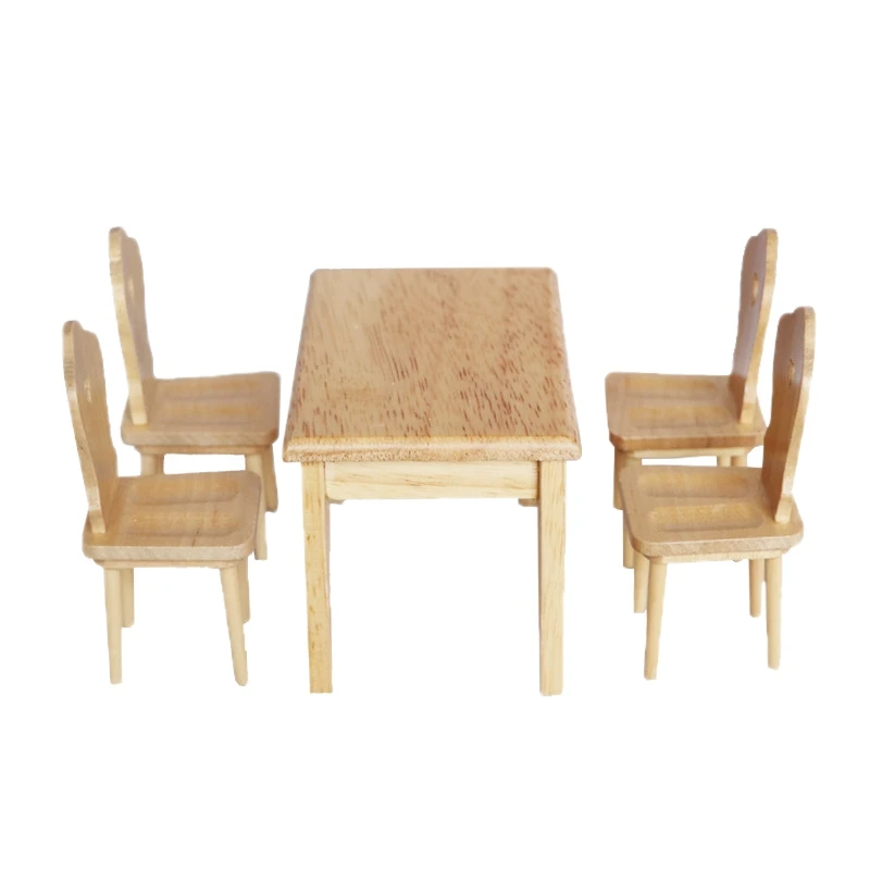 

Миниатюрная мебель для кукольного домика, деревянный обеденный стол и стул, имитация игровой мебели, 5 шт./компл. 1/12